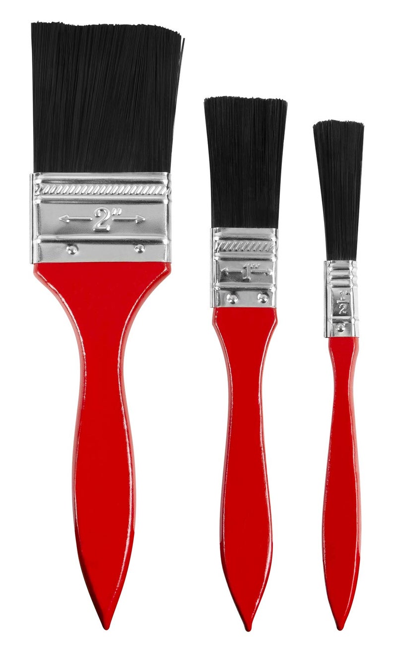 Performance Tool W232C Set of 3 Paint Brushes with Durable Plastic Handles - Sizes 1/2-Inch, 1 & 2 Width for Use with Many Paints - Image 2
